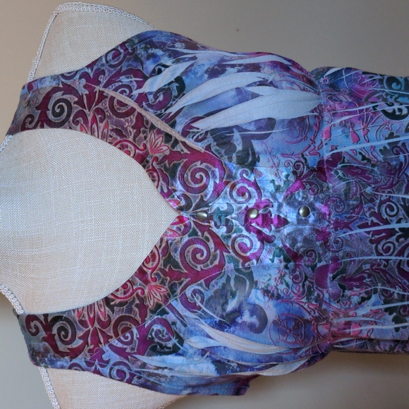 Silky Purple Mandala Tie Dye Hippie Racerback Top - Picture 2 of 6